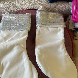 Cost Plus World Market White Stockings with Silver Accents